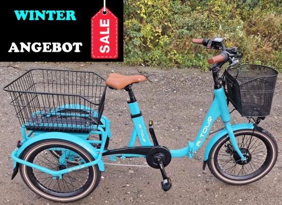 Elektro Dreirad Trike 3-Gang, Tiefeinstieg "20 Zoll" Turquoise, Fahrfertig